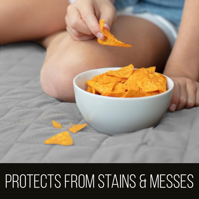 Sofa Shield Armchair Slip Cover with Patented Strap, Cushion Protector, US Designed Reversible Stain and Dog Tear Resistant Slipcover, 48 inch Seat, Washable Covers for Dogs Pets, Light Gray - Image 2